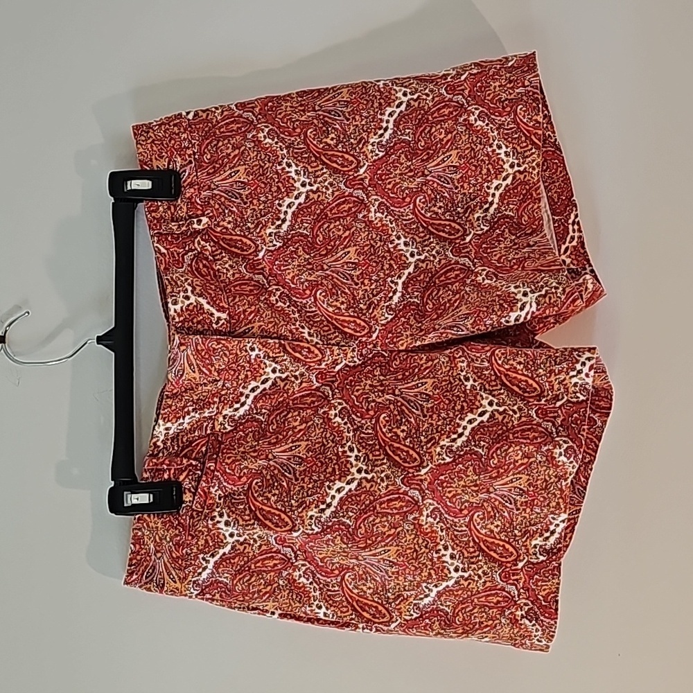 TALBOTS, Womens shorts Paisley orange print. Size‎ 14. Back pockets.